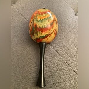Vintage antique wooden Maracas handmade single instrument wood from USSR